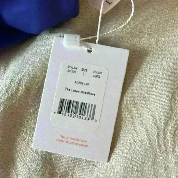 Andie Swim The Luzon One Piece Blue Halter Neck Bathing Suit - Picture 4 of 5